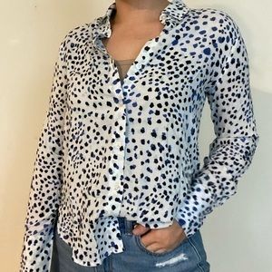 Cloth & Stone For Anthropologie Blue Cheetah Print Button Down